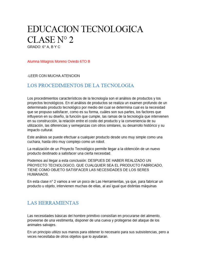 Actividad 6 Grado Clase 2 Pdf Herramientas