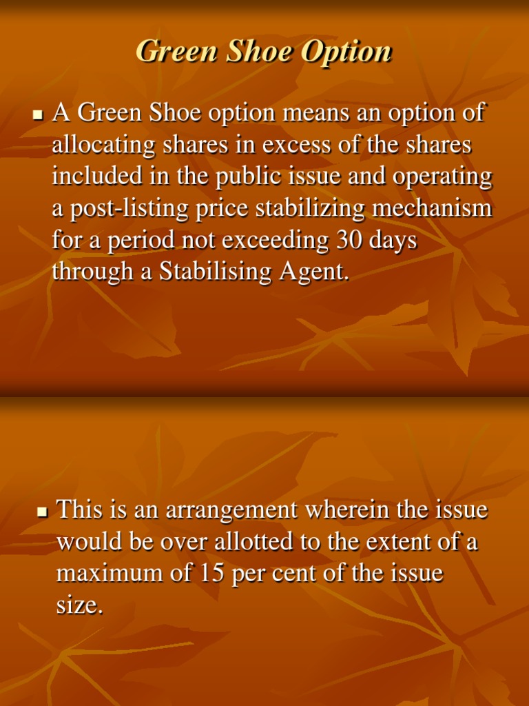 Green Shoe Option Business Financial Markets