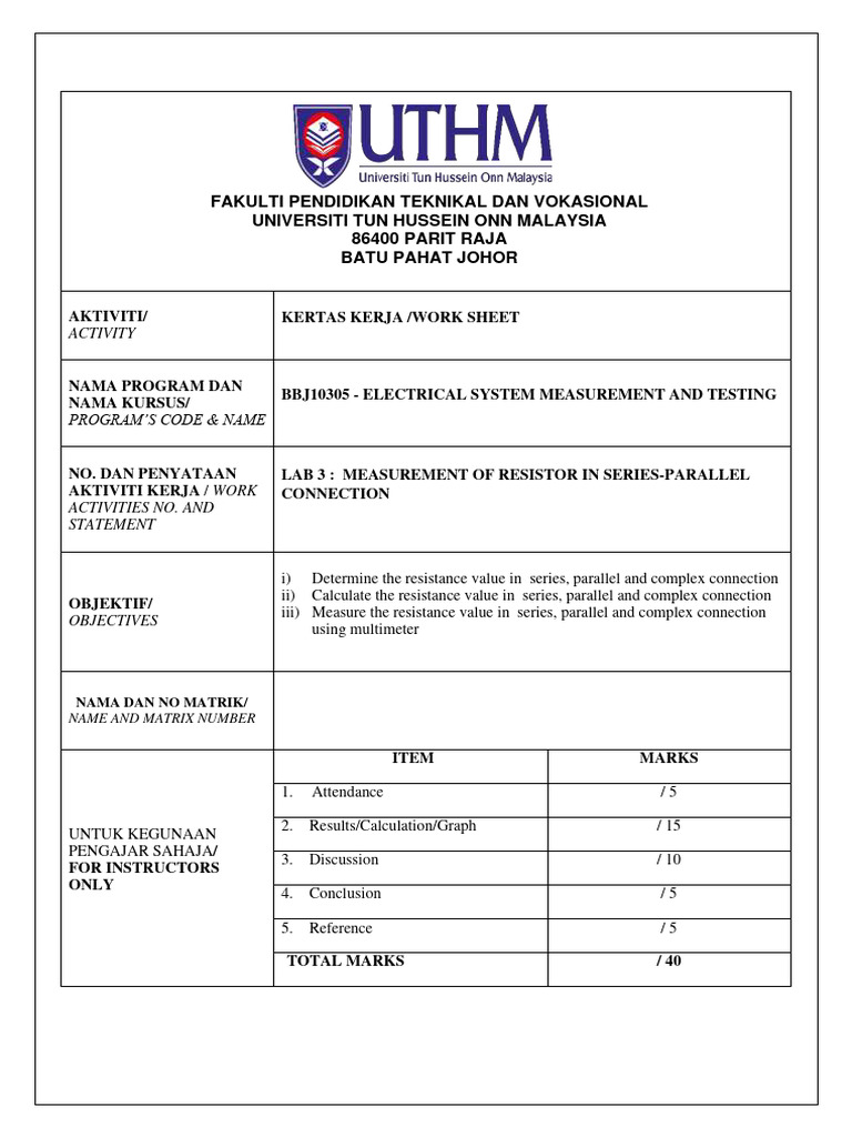 Lab 3 Resistor In Series Parallel And Series Parallel Connection