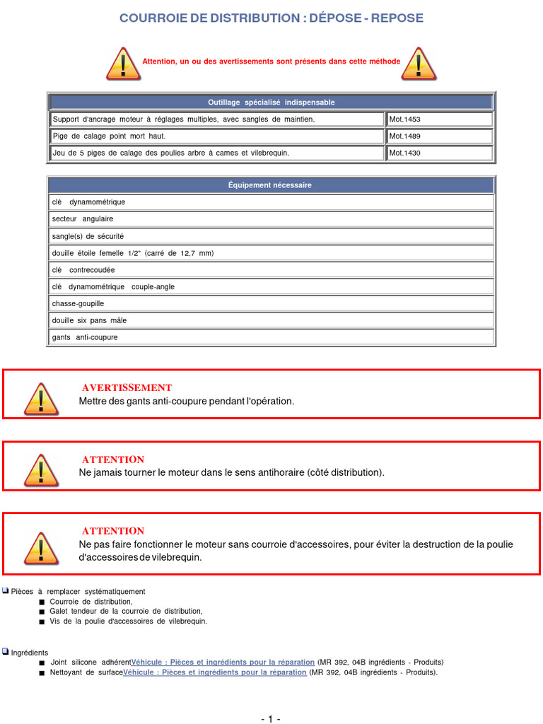 Changement Courroie Distribution Clio 3 1.5 DCI | PDF | Courroie | Pompe