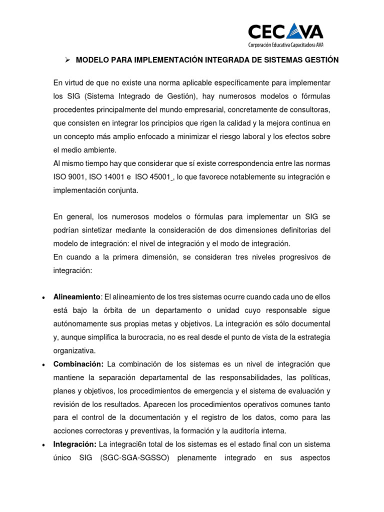 Tema5 Implementacion Del Sgi Pdf Sistema De Información