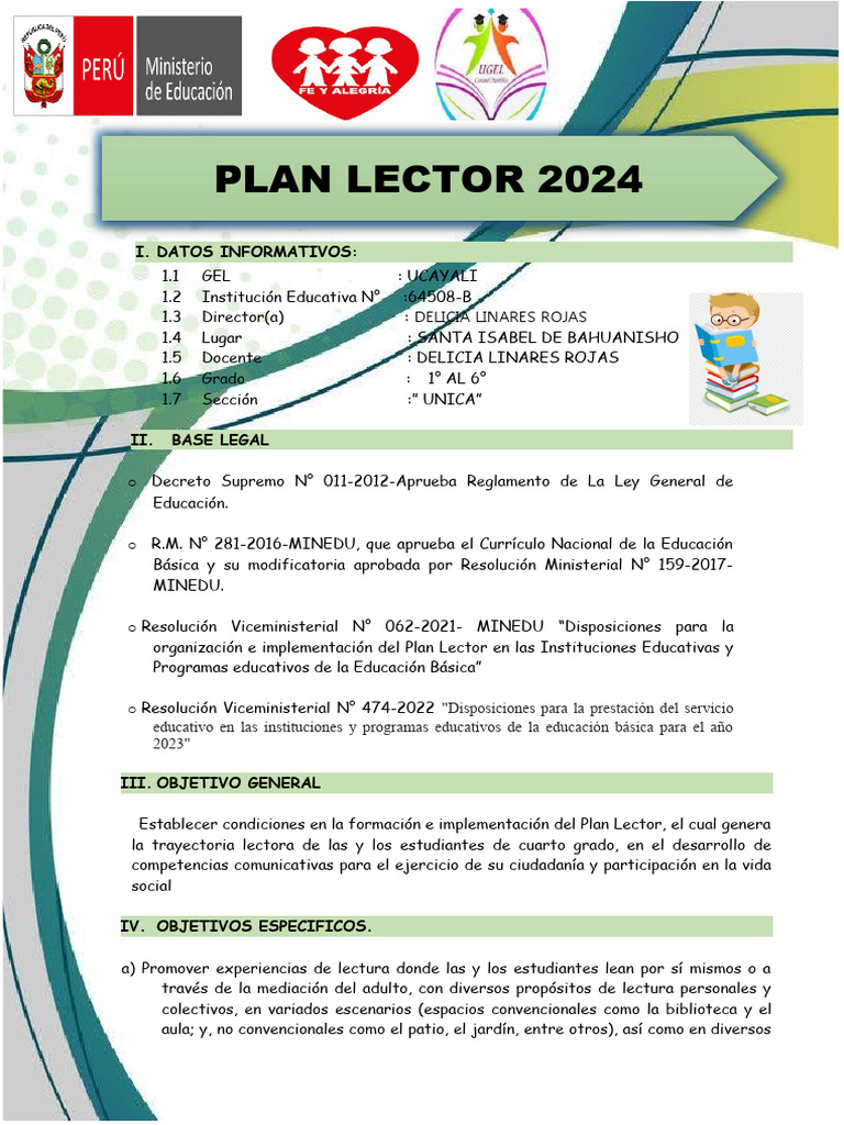 Plan Lector 2023 para Educación Básica | PDF | Salón de clases ...
