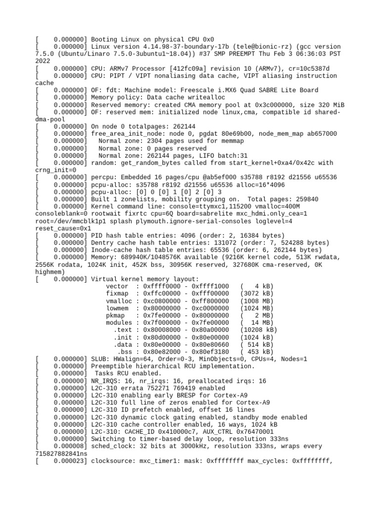 Imx6 ubuntu boot log pdf cpu cache usb