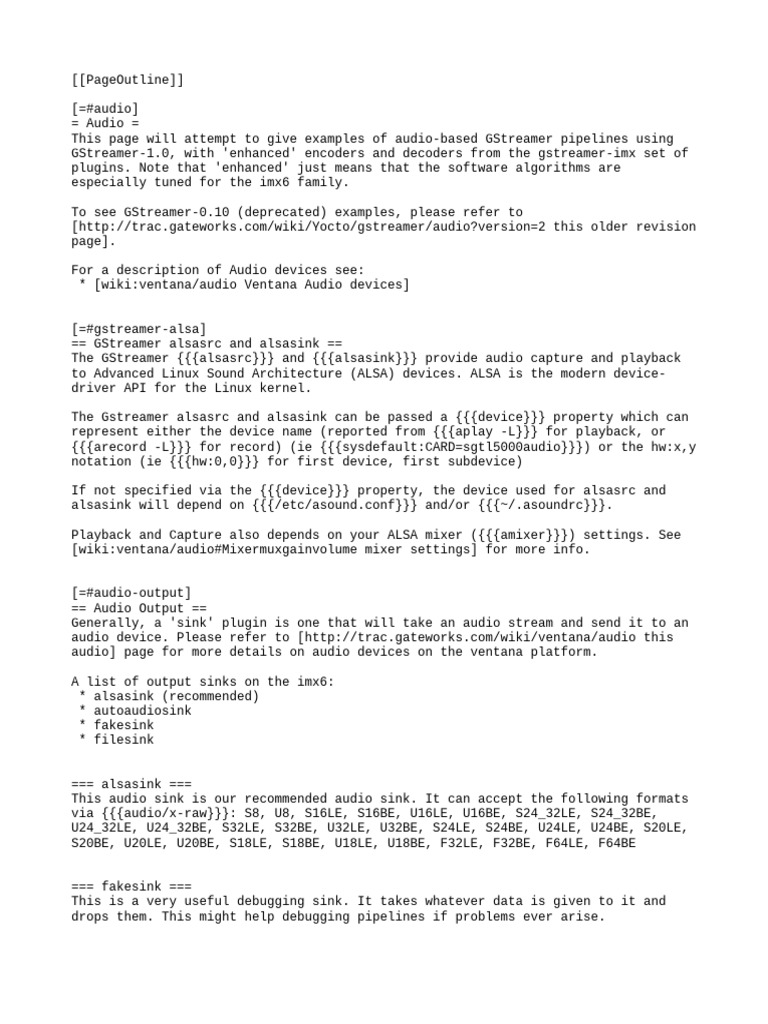 GStreamer Audio Pipelines for imx6 | PDF | Codec | Computing