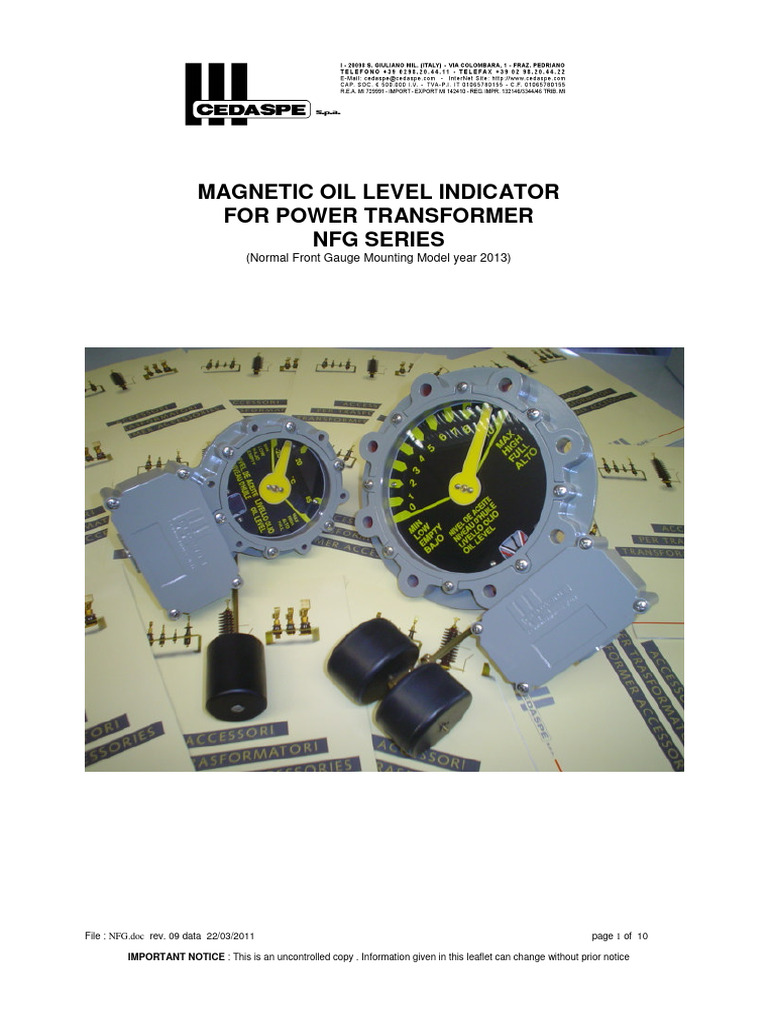 Magnetic Oil Level Indicator NFG Series | PDF | Transformer ...