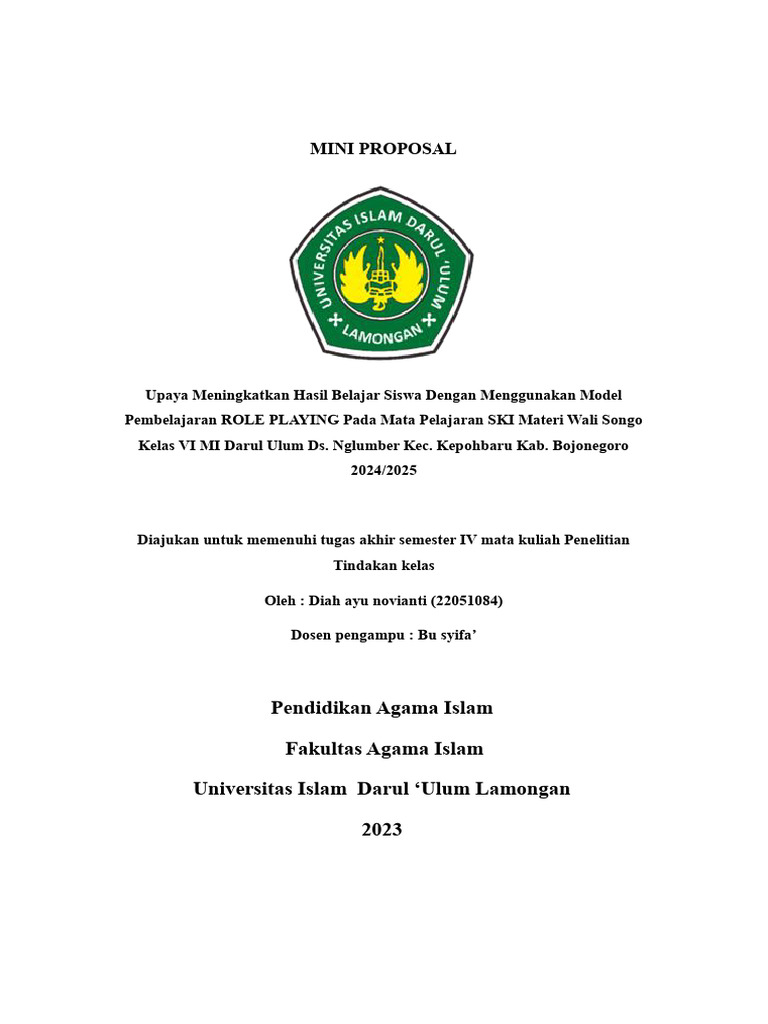 Mini Proposal PTK (Ayu) - 1 | PDF | Karier & Perkembangan