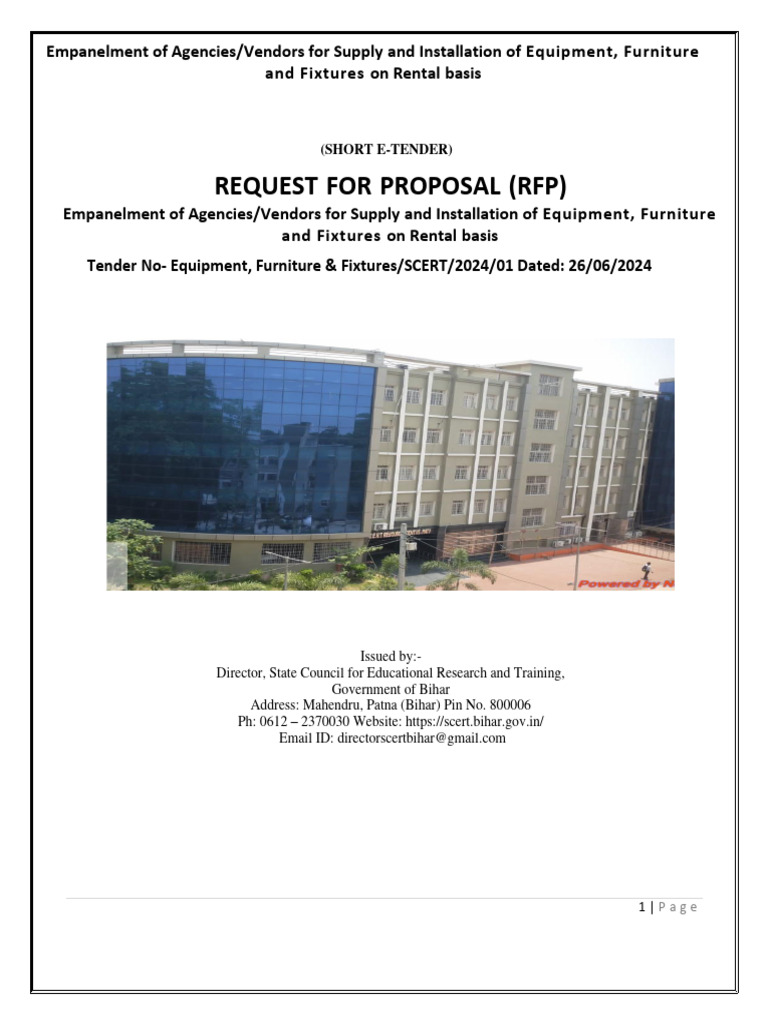 RFP for Rental Equipment and Furniture | PDF | Request For Proposal ...