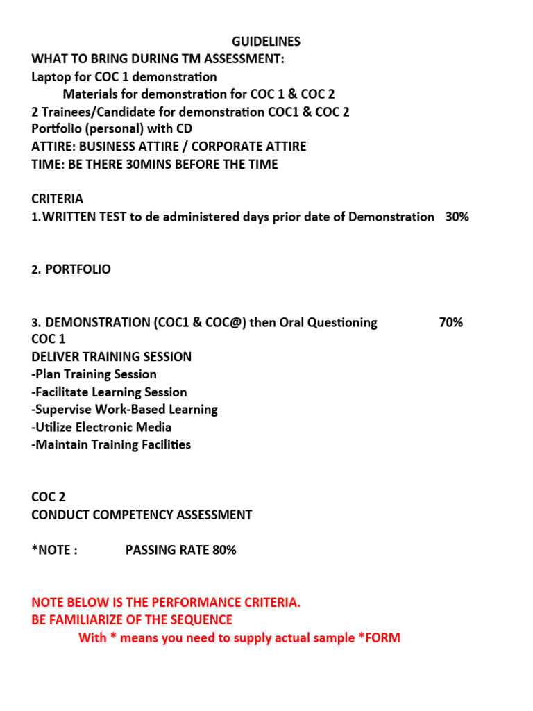 TM Assessment Preparation Guidelines | PDF | Cognition | Behavior ...