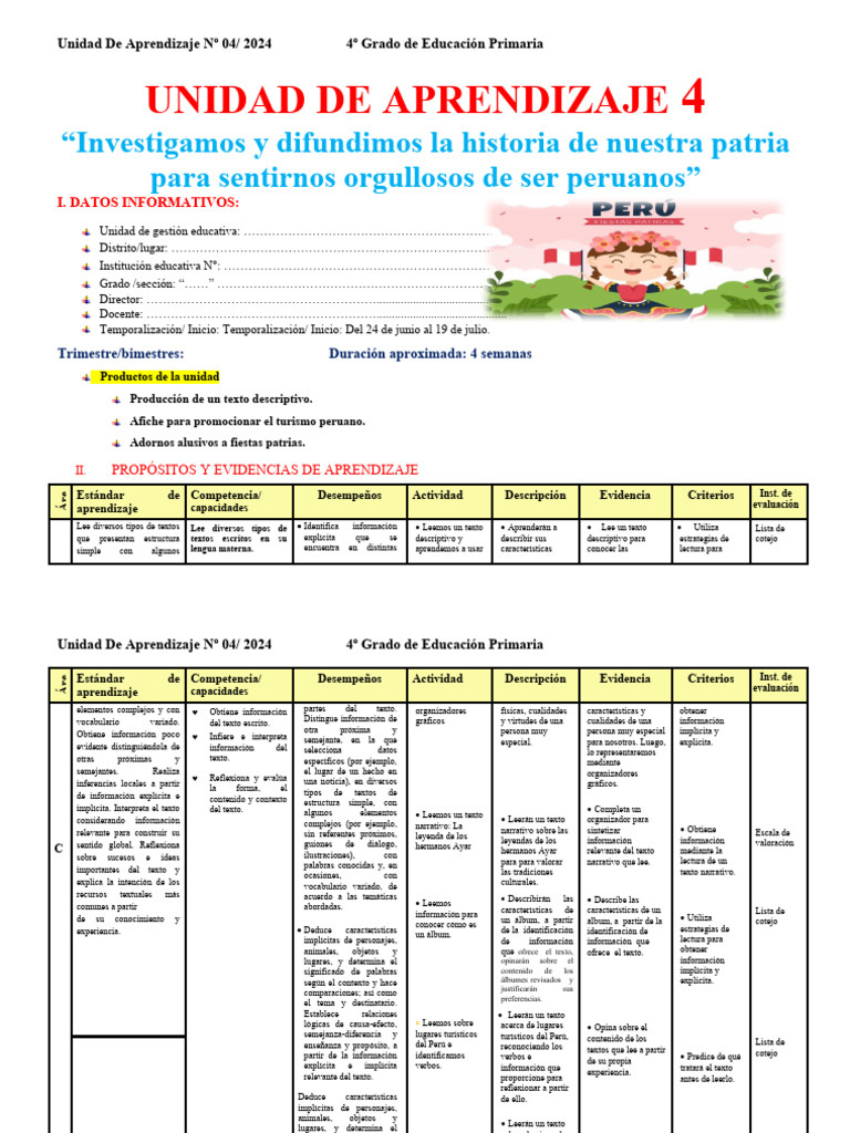 4° Unidad de Aprendizaje 4 Julio | PDF | Números | División (Matemáticas)