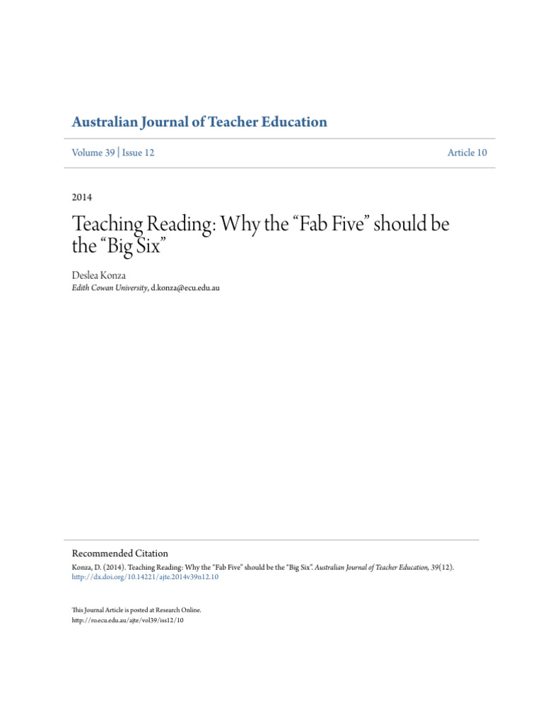 Konza Big Six Ajte 2014 Pdf Phonics Reading Comprehension
