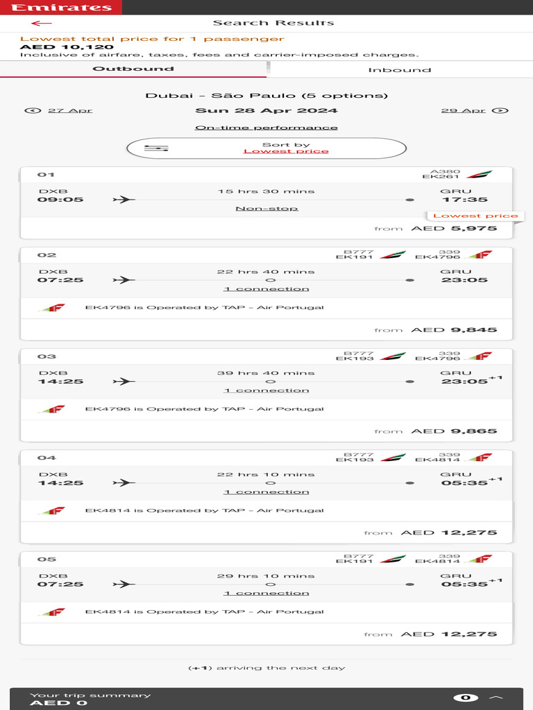 Dubai to São Paulo Flight Options | PDF | Transport | Airlines