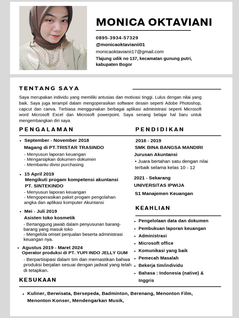 Putih Minimalis Profesional CV Tim Sosial Media Resume - 20240501 ...