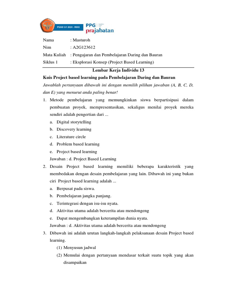 Penerapan Project Based Learning dalam Pendidikan | PDF | Karier ...