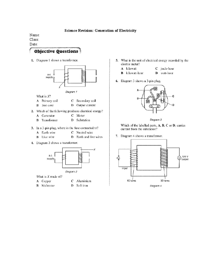 Electricity Generation Science Revision | PDF
