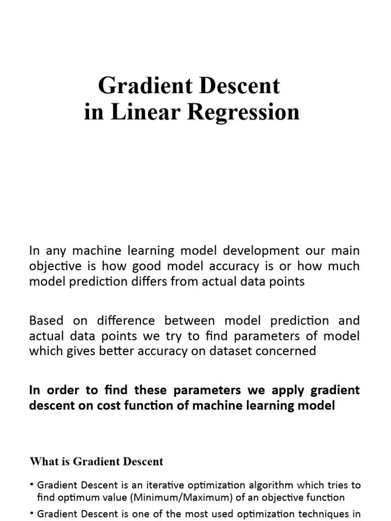 Gradient Descent in Linear Regression | PDF | Mathematical Optimization ...