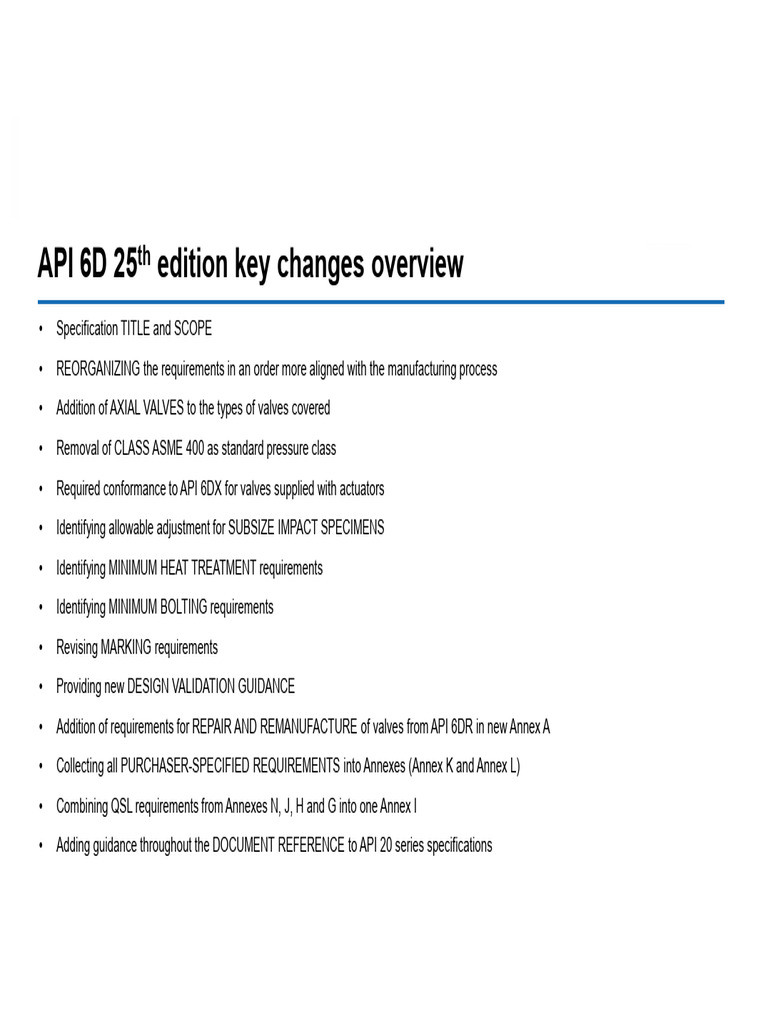 API 6D - 25th Edition (2021) Key Changes Review | PDF
