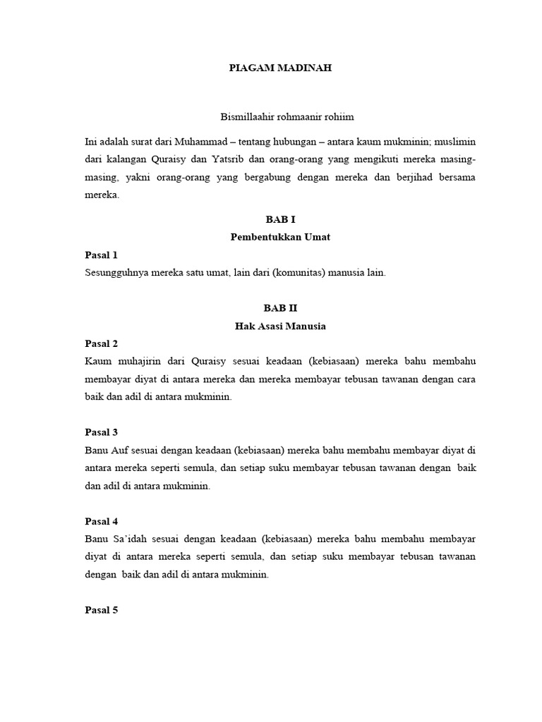 PIAGAM MADINAH | PDF