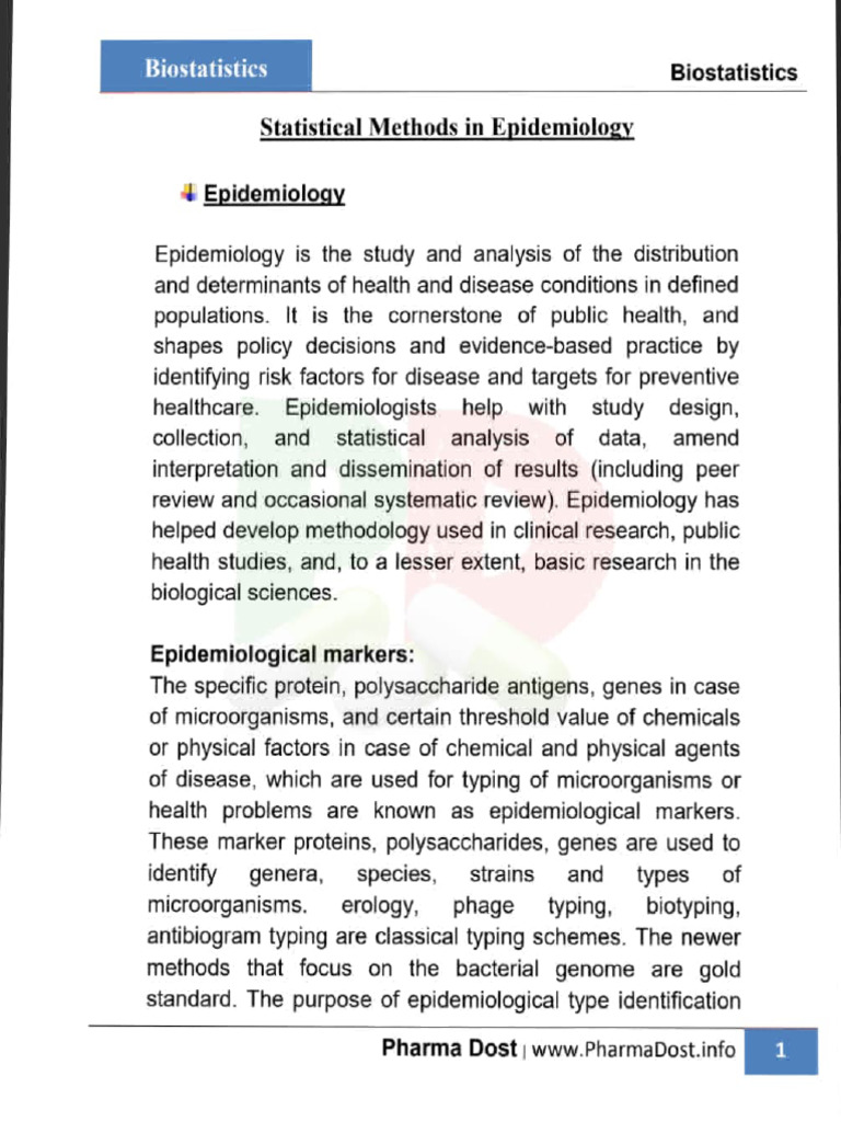 Statistical methods in epidemiology pdf