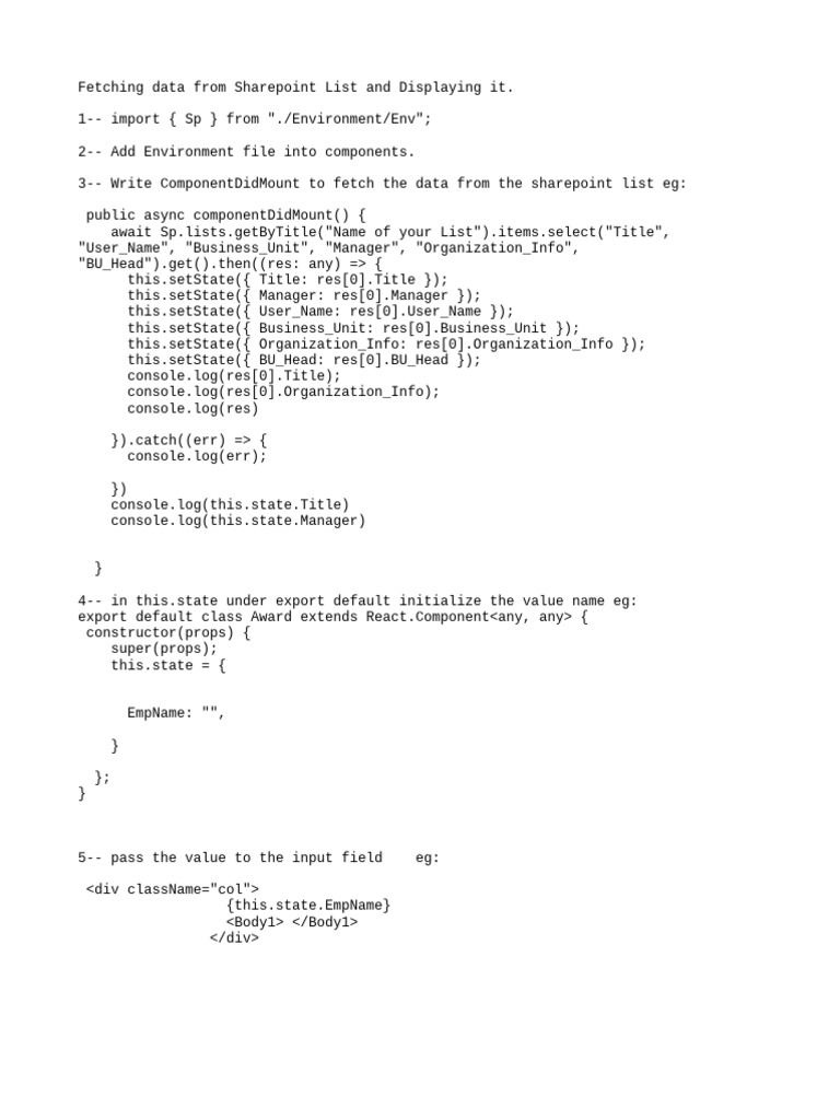 Fetching Data From Sharepoint List | PDF