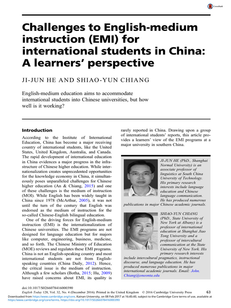 Challenges To EMI For International Students in China | PDF | English ...