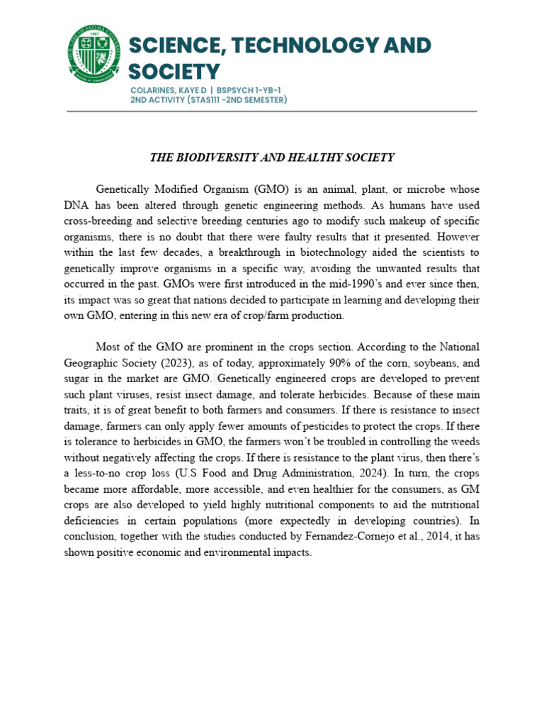 Stas111 - The Biodiversity and Healthy Society | PDF | Genetically ...