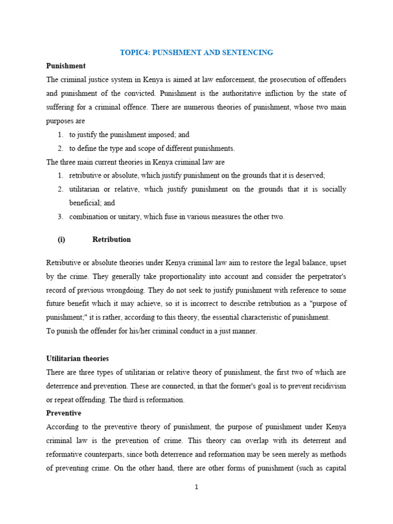 Kenya's Punishment and Sentencing Theories | PDF | Punishments | Crime ...