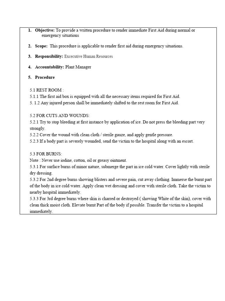 First Aid Pdf Burn First Aid
