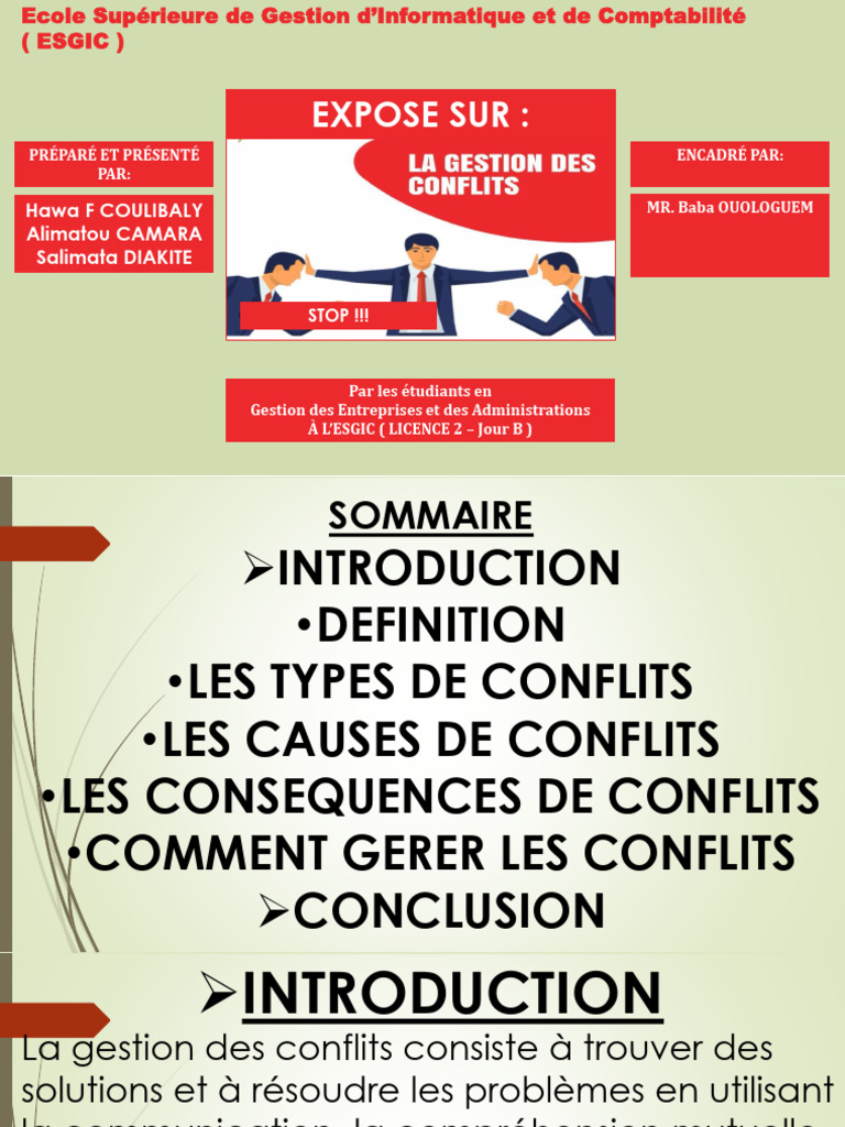 Gestion des Conflits : Types et Solutions | PDF | Évolution de carrière