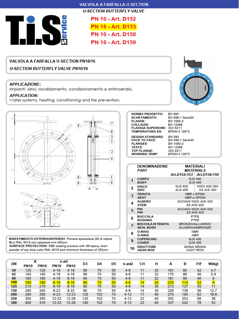 Isolation Valve-D152-153-158-159 DN50-300 | PDF