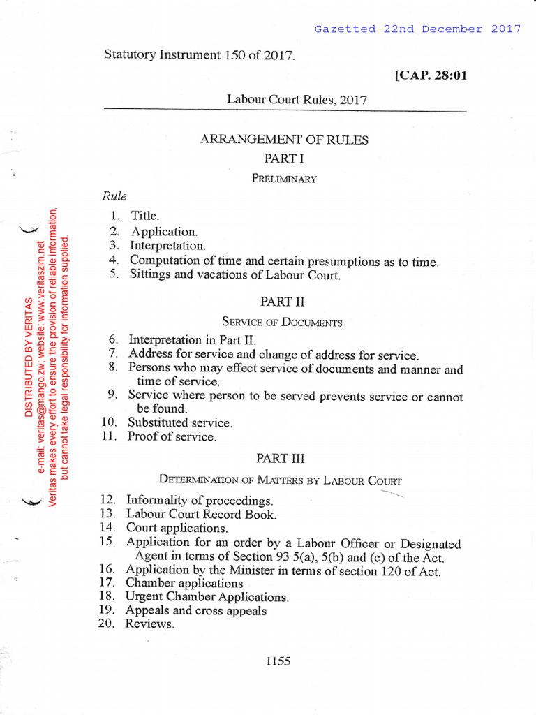 SI 2017-150 - Labour Court Rules, 2017 | PDF | Appeal | Judgment (Law)