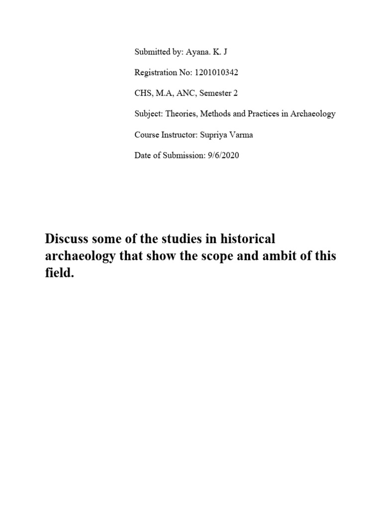 Historical Archaeology Studies Overview | PDF | Archaeology | Artifact ...