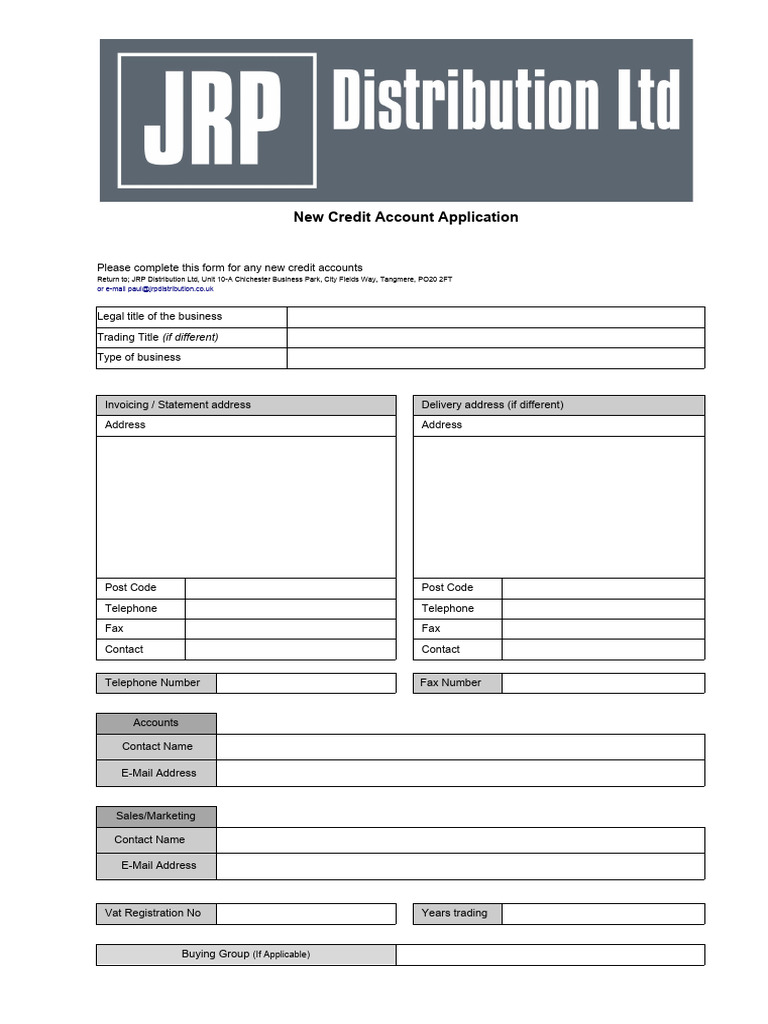 Account Application Form | PDF | Invoice | Receipt