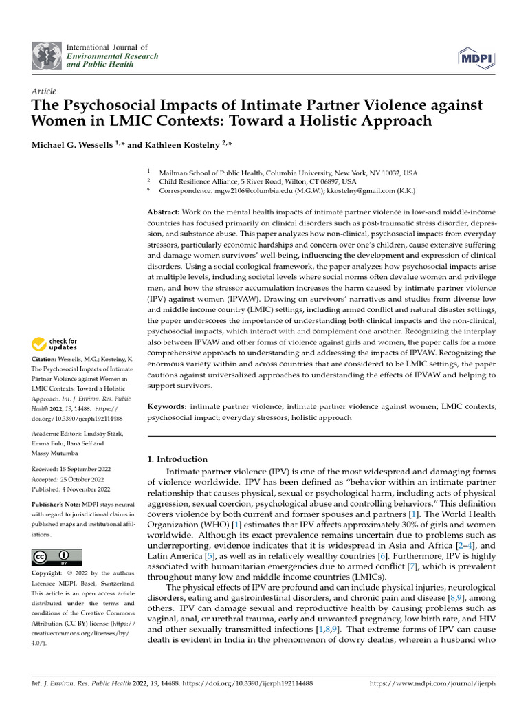 The Psychosocial Impacts of in | PDF | Violence | Mental Health