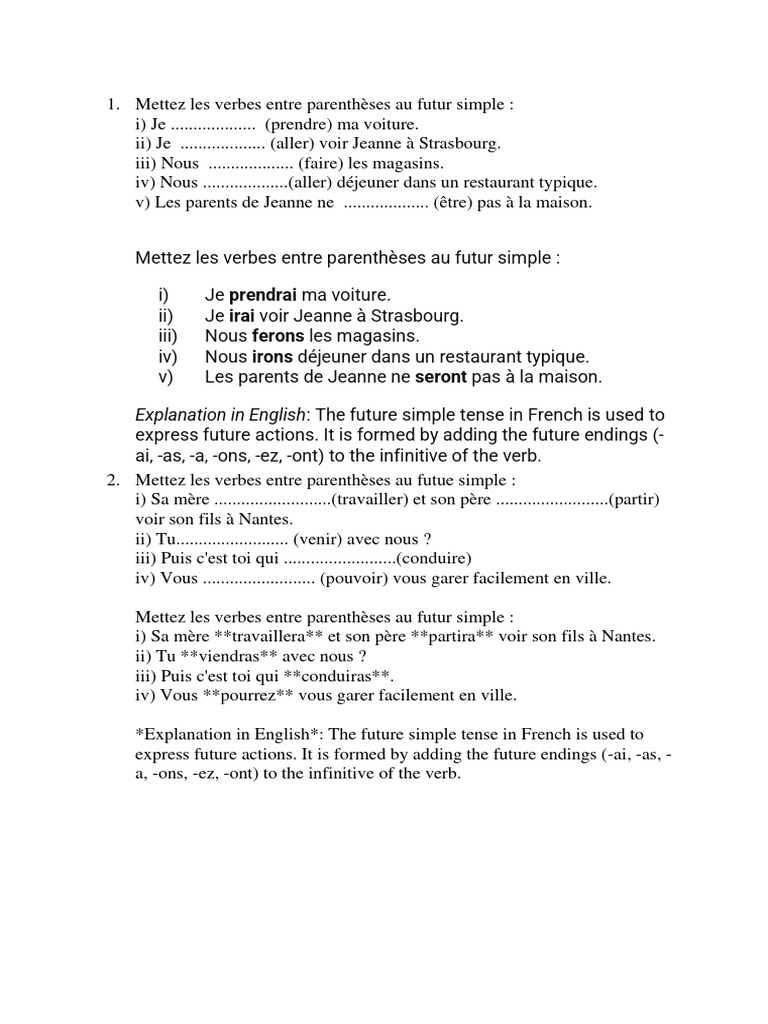 Exercices de conjugaison en français | PDF | Arts du langage et discipline