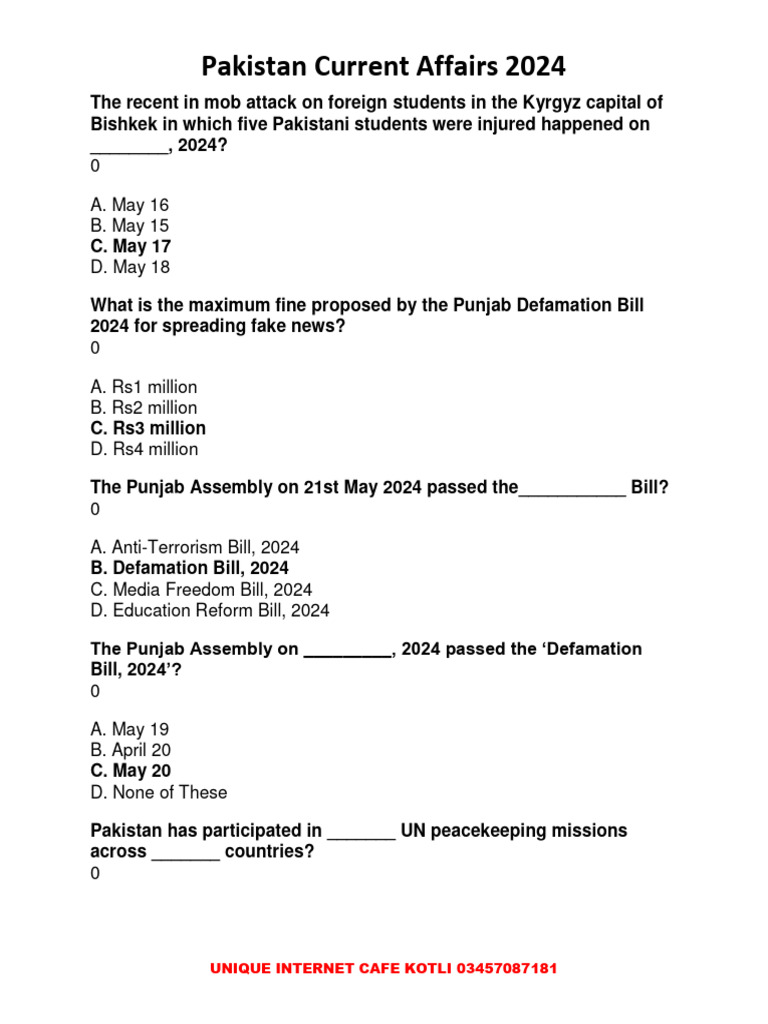 Pakistan Current Affairs 2024 Overview | PDF | Pakistan | Government Of ...