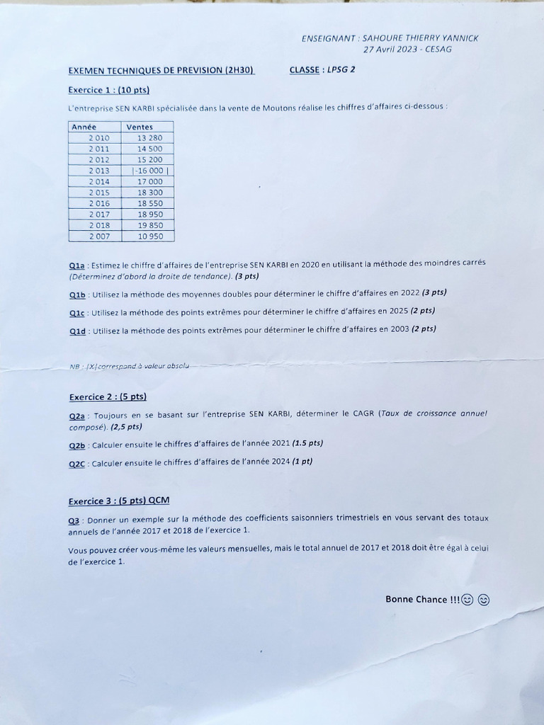 Sujets Exam LPSG 2 22-23 | PDF