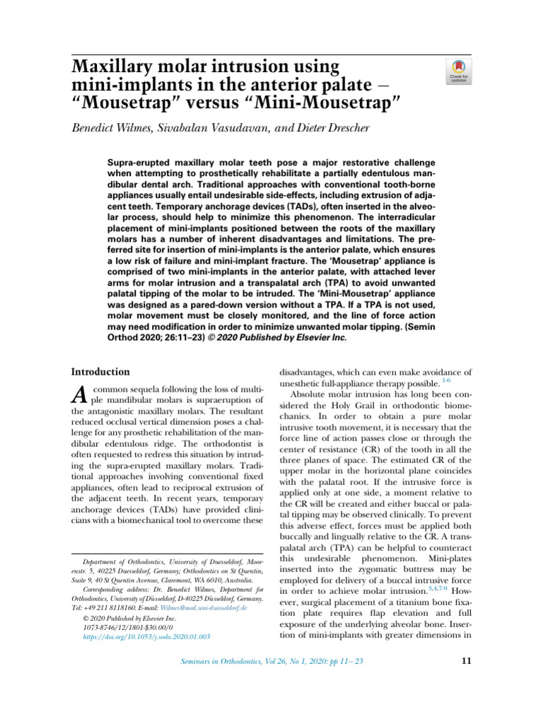 Maxillary Molar Intrusion Using Mini Implants in The Anterion Palate ...