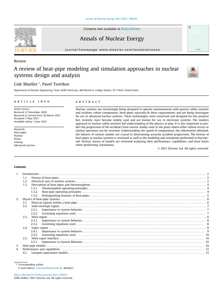 A Review of Heat-Pipe Modeling and Simulation Approaches in Nuclear ...