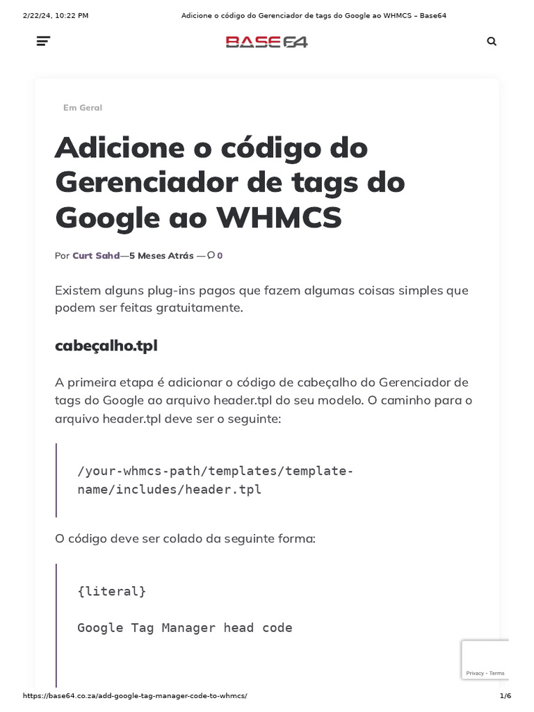 Adicione o Código Do Gerenciador de Tags Do Google Ao WHMCS - Base64 ...