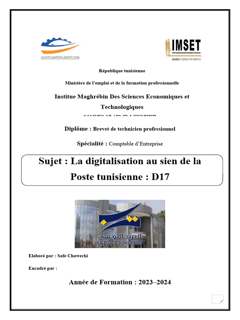 Digitalisation à la Poste Tunisienne D17 | PDF | Application | Guichet ...