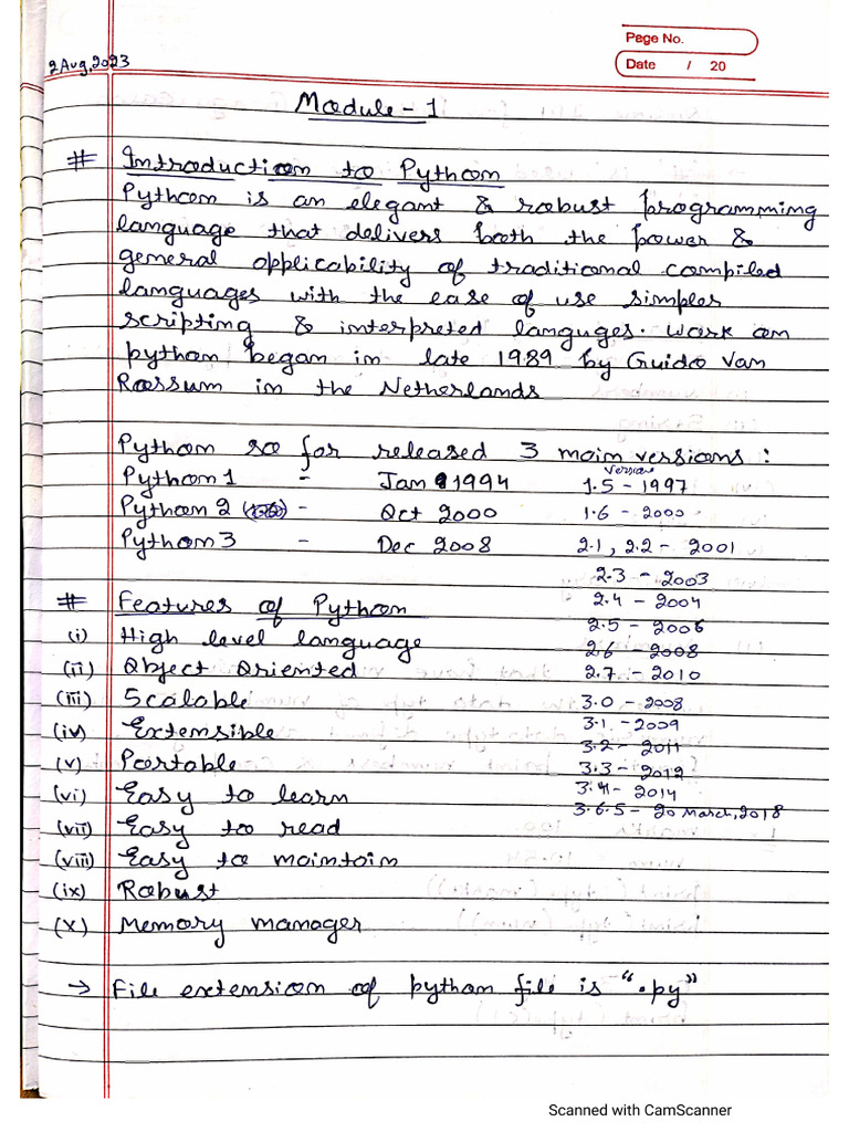 Python Notes (5c1) | PDF