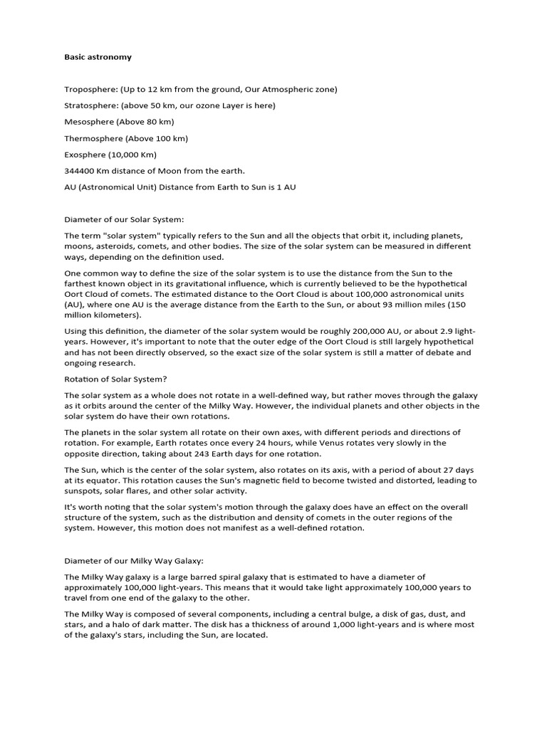 Basic Astronomy Pdf Milky Way Solar System