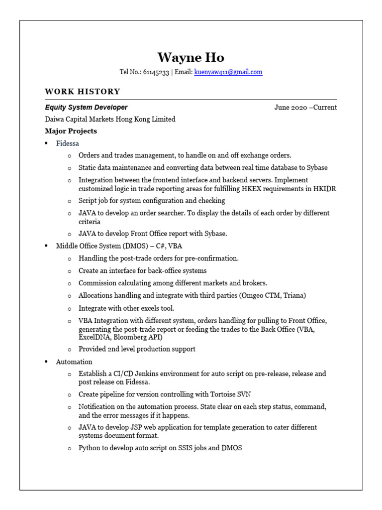 Wayne Ho CV - RAD Commando | PDF | Microsoft Sql Server | Scripting ...