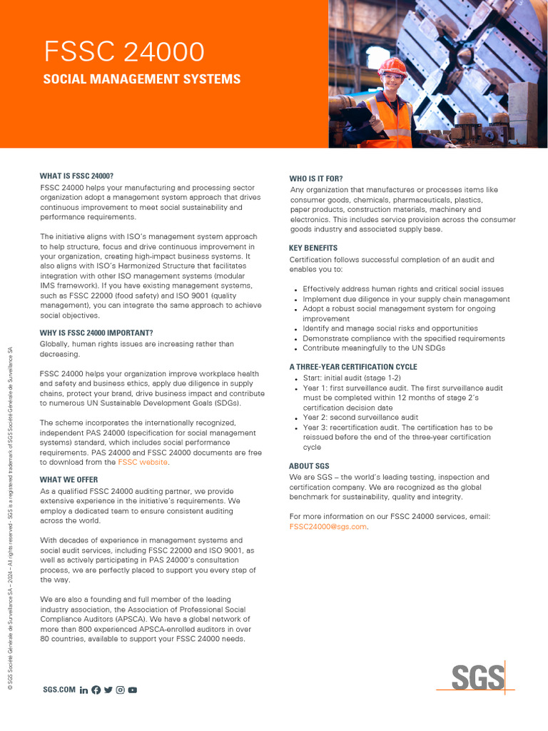 FSSC 24000: Enhancing Social Management | PDF | Audit | Iso 9000