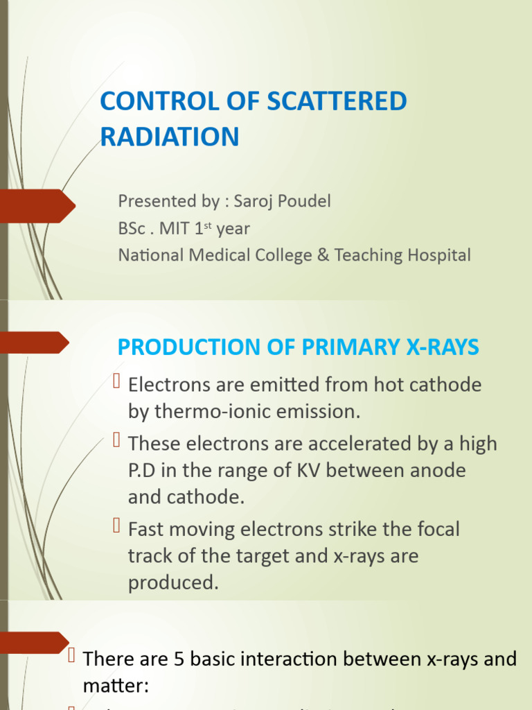 Control of Scattered Radiation - Saroj | PDF | X Ray | Scattering
