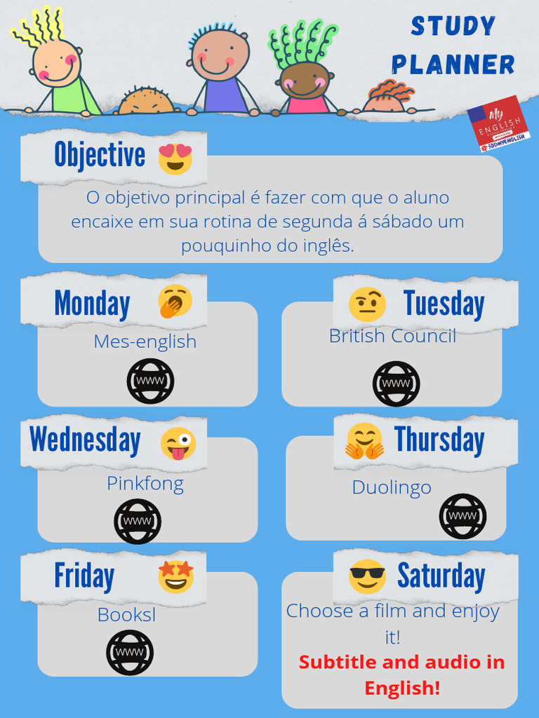 Planejador de Estudos de Inglês | PDF | Artes Linguísticas e Disciplina