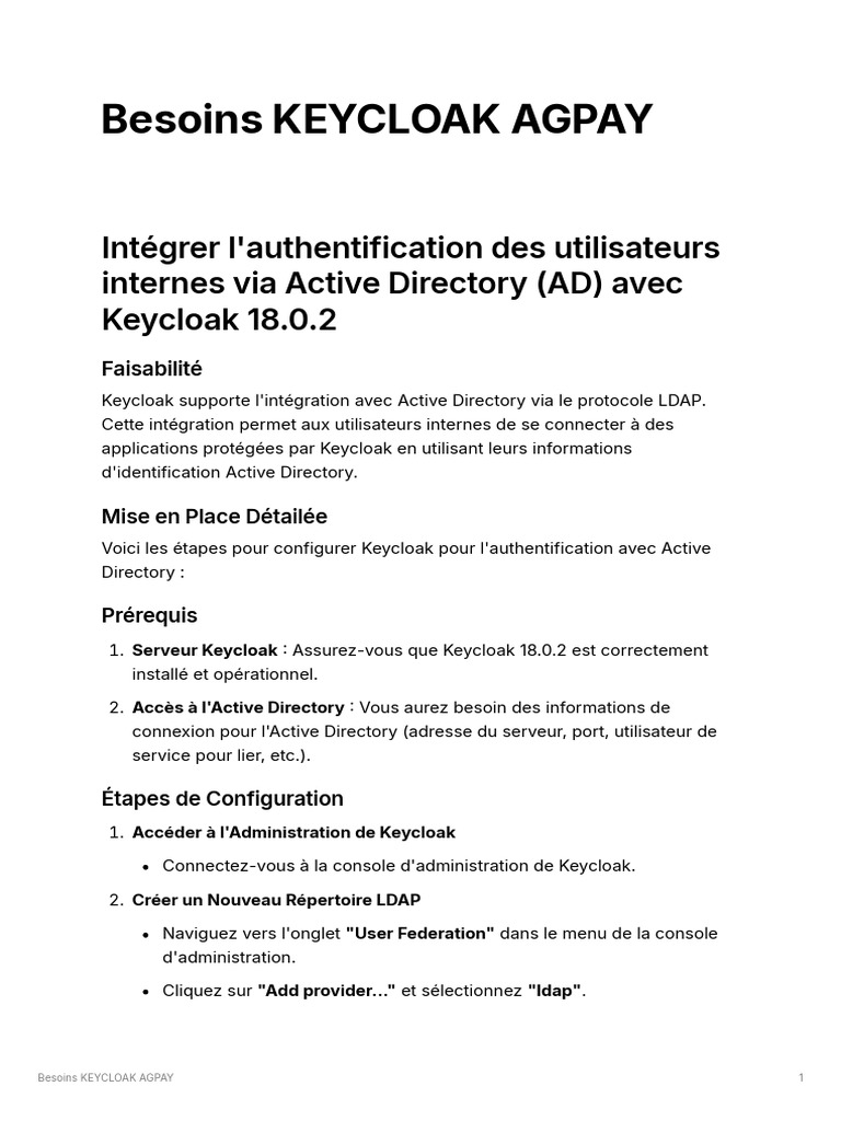 Intégration Keycloak avec Active Directory | PDF | Active Directory ...