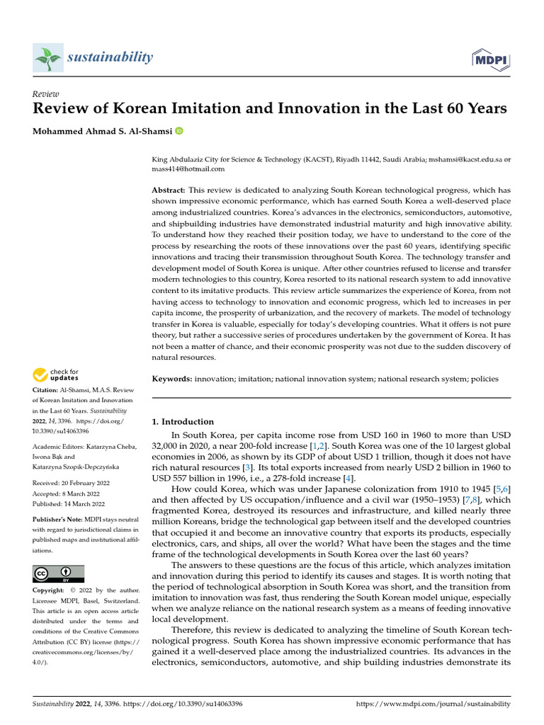 Review of korean imitation and innovation in the last 60 years pdf