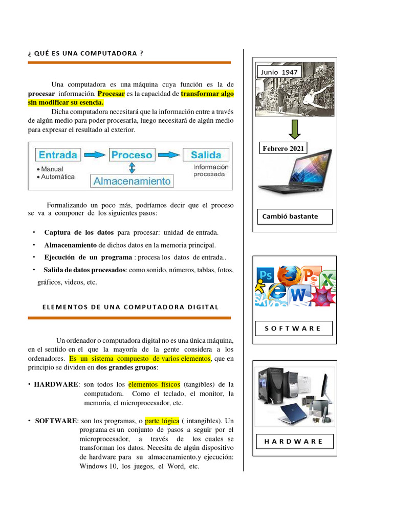 Introducción a la Computadora y sus Componentes | PDF | Hardware de la ...