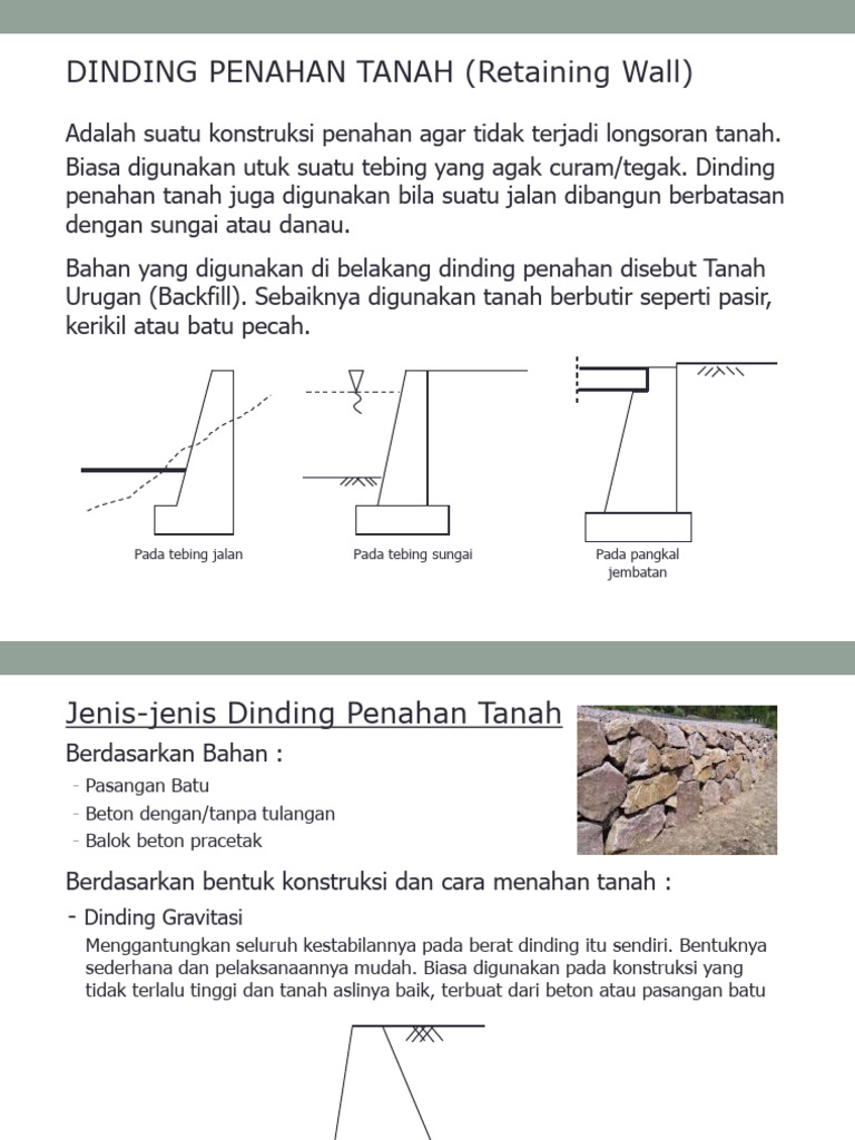Presentasi - Dinding Penahan Tanah | PDF